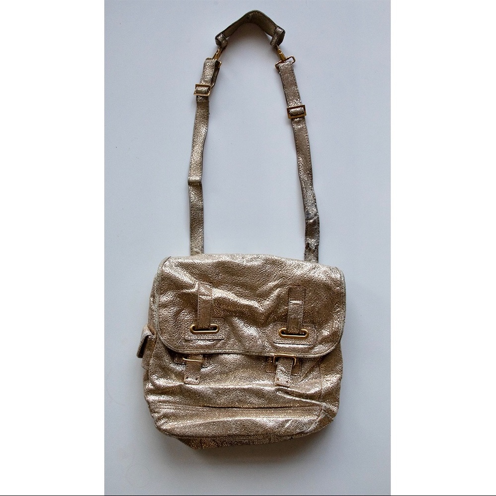 YSL Gold Volcano Metallic Besace Messenger Bag